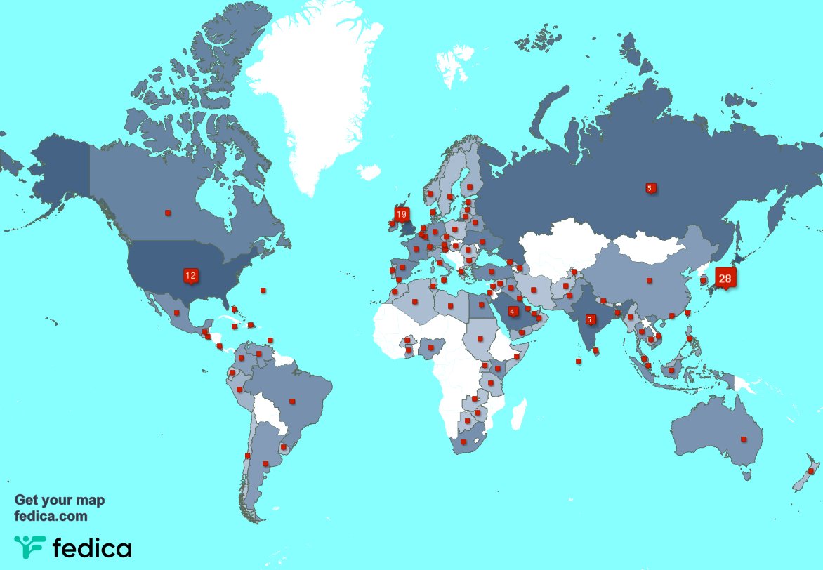 admit2sin's tweet image. Thank you to all 7,148 of you from around the world!
fedica.com/!admit2sin
1. Japan (28%) 🇯🇵
2. UK. (19%) 🇬🇧
3. USA (12%) 🇺🇸

Can you see your country?