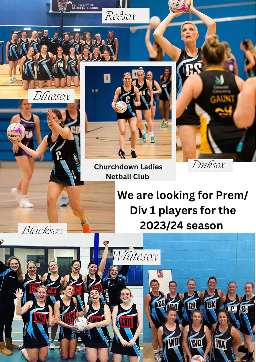 ChurchdownNC's tweet photo. Netball girls! 
New season new club! 
We are on the hunt for Prem and Divi 1 standard players to play for our club. 
We train and play at Plock court in Gloucester 
DM us for more information! https://t.co/KrvPQC9ihi