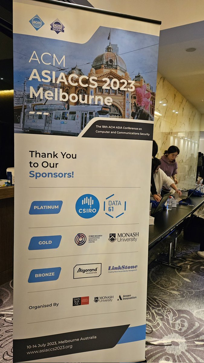 jianying_zhou's tweet image. ACM AsiaCCS&apos;23 started, with workshops on the first day. Thanks to  the organising team and all participants. 
#cybersecurity, #asiaccs, #melbourne