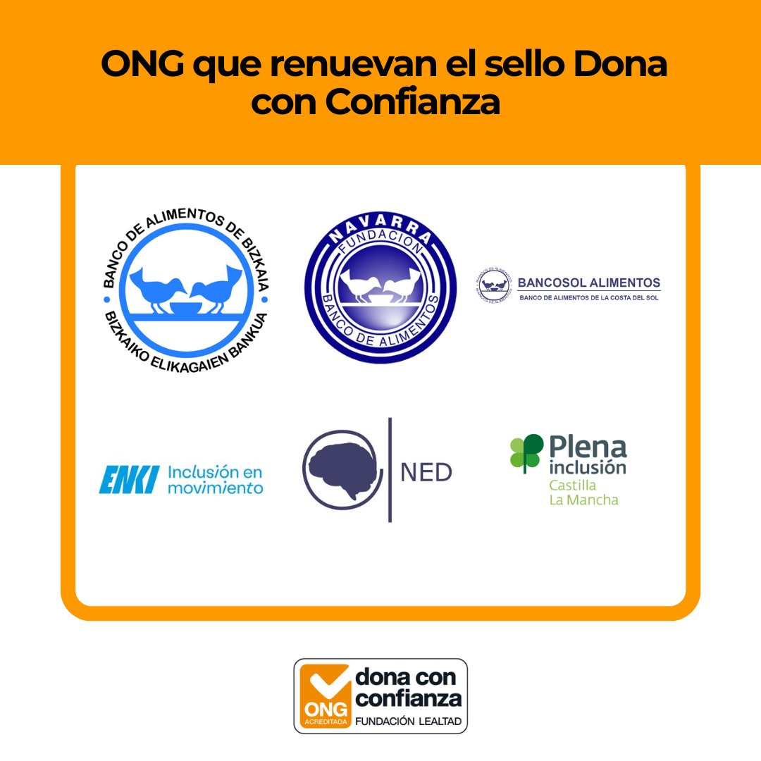 📢Varias #ONGacreditadas han renovado su sello #DonaconConfianza
@BizbancaliT
<a href="/Fundacion_BAN/">Fundacion_BAN</a>
<a href="/BancosolOficial/">Bancosol Alimentos</a>
<a href="/enkifundabrente/">𝐄𝐍𝐊𝐈</a>
<a href="/FundacionNed/">Fundacion NED</a>
<a href="/plenaCLM/">PLENAINCLUSIONCLM</a>
¡Enhorabuena! 👏 Consulta sus fichas en nuestro buscador de #ONGacreditadas🔍bit.ly/2YIleHY