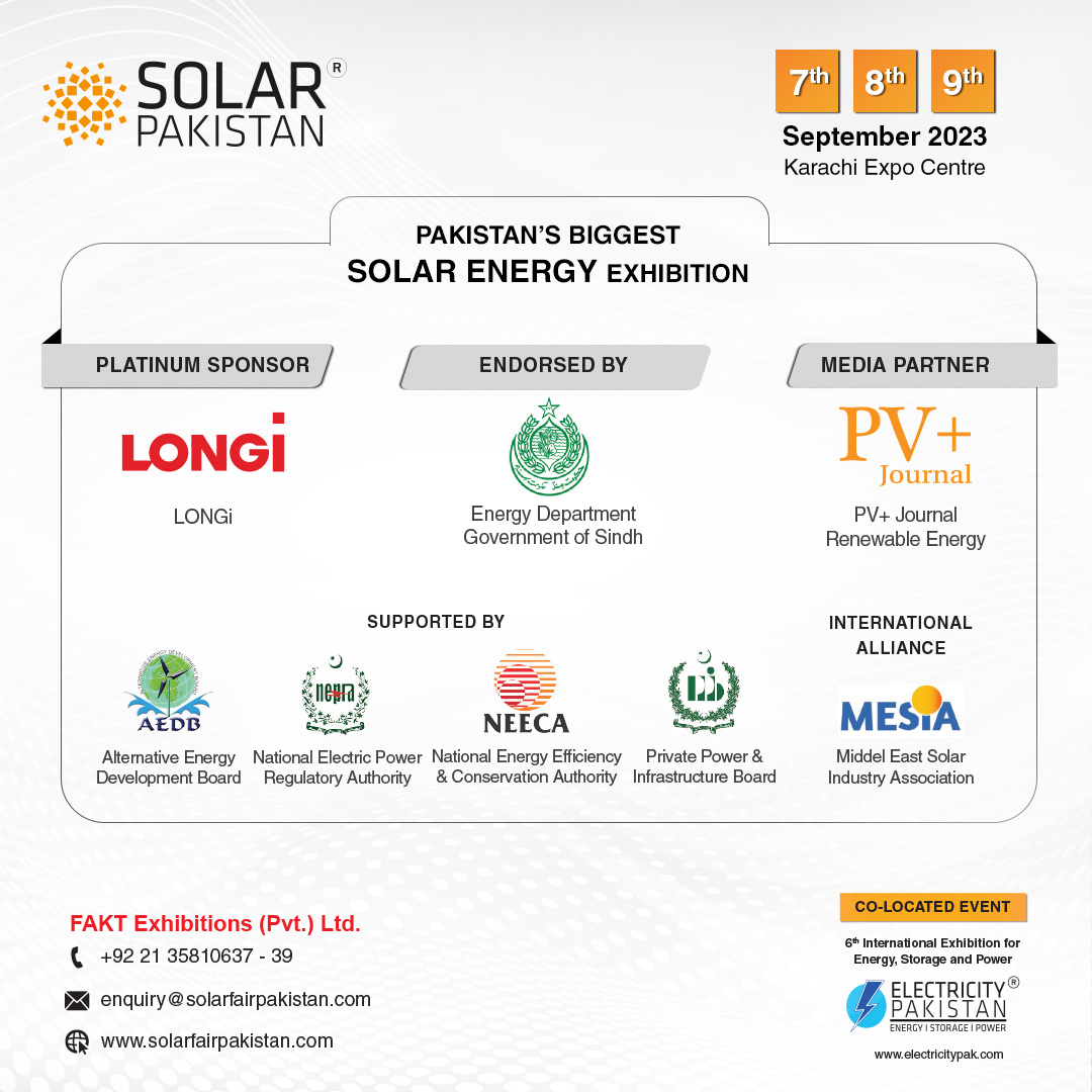 faktexhibitions's tweet image. 𝐒𝐨𝐥𝐚𝐫 𝐏𝐚𝐤𝐢𝐬𝐭𝐚𝐧 | 𝟕-𝟗 𝐒𝐞𝐩𝐭𝐞𝐦𝐛𝐞𝐫'𝟐𝟑 | 𝐊𝐚𝐫𝐚𝐜𝐡𝐢 𝐄𝐱𝐩𝐨 𝐂𝐞𝐧𝐭𝐫𝐞

𝐏𝐥𝐚𝐭𝐢𝐧𝐮𝐦 𝐒𝐩𝐨𝐧𝐬𝐨𝐫: #LONGiSolar
𝐄𝐧𝐝𝐨𝐫𝐬𝐞𝐝 𝐁𝐲: #SindhGovernment 
𝐌𝐞𝐝𝐢𝐚 𝐏𝐚𝐫𝐭𝐧𝐞𝐫: #PVJournal

#FAKTexhibitions #SolarPakistan