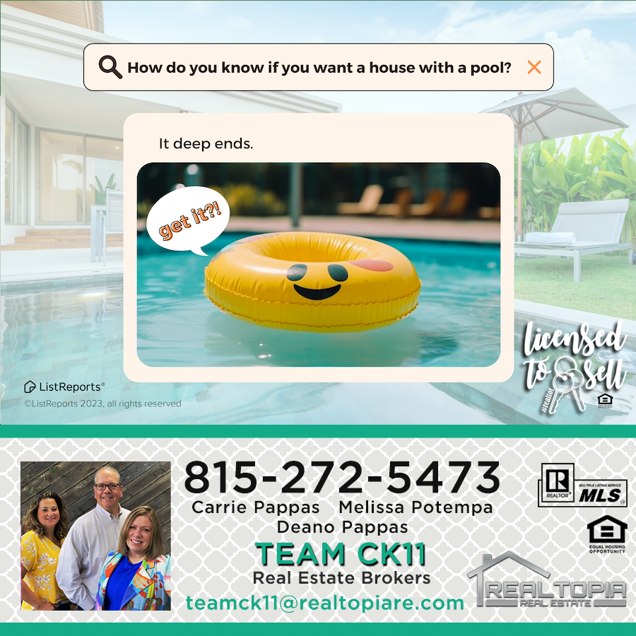 Ck11Team's tweet photo. Carrie Pappas and her TEAM CK11 - Realtopia Real Estate make Real Estate less complicated. 815-272-5473 #teamck11 #realtopia #happyhoming #sellwithteamck11 #buywithteamck11 https://t.co/UISEwrjUnj
