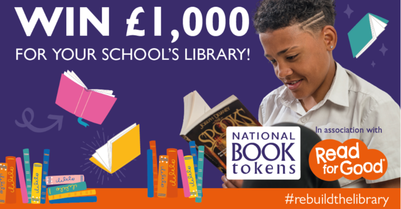 book_tokens's tweet photo. Win £1,000 for your school and an annual membership to the School Library Association to help them #rebuildthelibrary - plus win a £100 National Book Token just for you. Enter online now!
