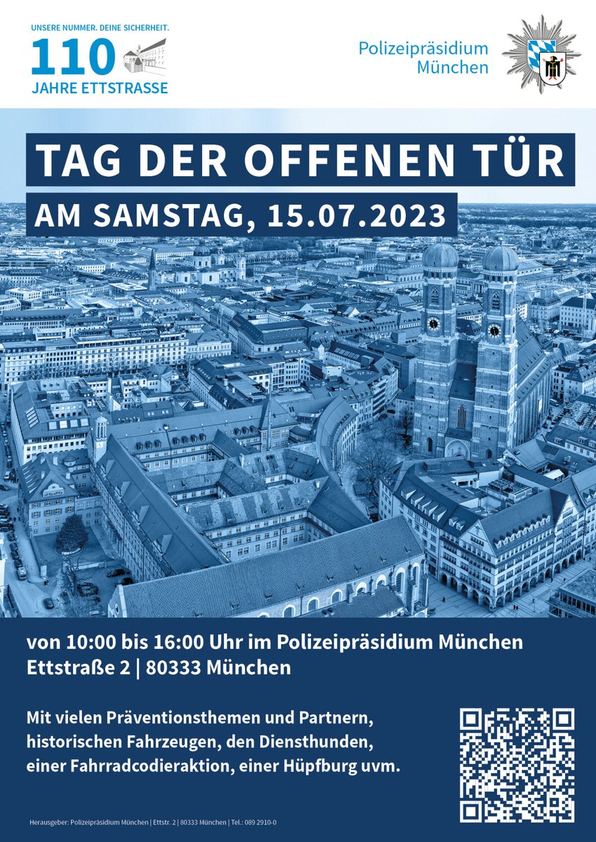 ADFC_Muenchen's tweet photo. 🎊110 Jahre Ettstraße und der ADFC München ist beim Tag der offenen Tür am 15.07.23 10:00 - 16:00 Uhr mit der Fahrrad-Codier-Aktion 🚴🪪mit dabei! Dabei wird ein individueller Code fest an dem Rahmen angebracht. Im Falle eines Diebstahls steigt die Aufklärungsquote enorm. 🧵 https://t.co/Z1nleWgPOW