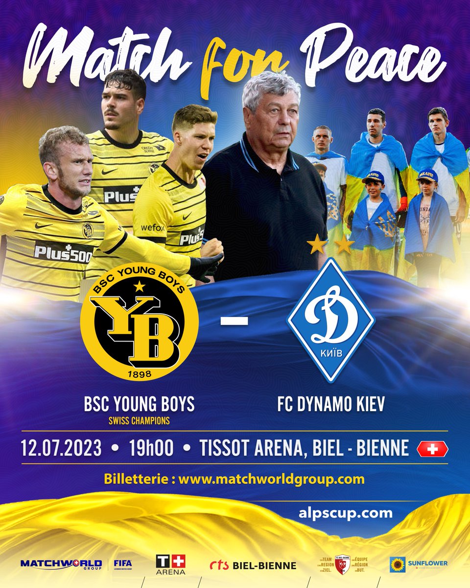 MatchworldGroup's tweet photo. After winning 4-2 against Hertha Berlin in the first match of Alps Cup 2023, Young Boys will meet their next opponent, on 12 July 2023, on Tissot Arena in Biel-Bienne:

Young Boys - Dynamo Kiev, Wednesday, 12 July, 19:00 

Tickets: https://t.co/R04ZBj4XqS
https://t.co/xQuhU7oZCA https://t.co/aAAAtBpyJB