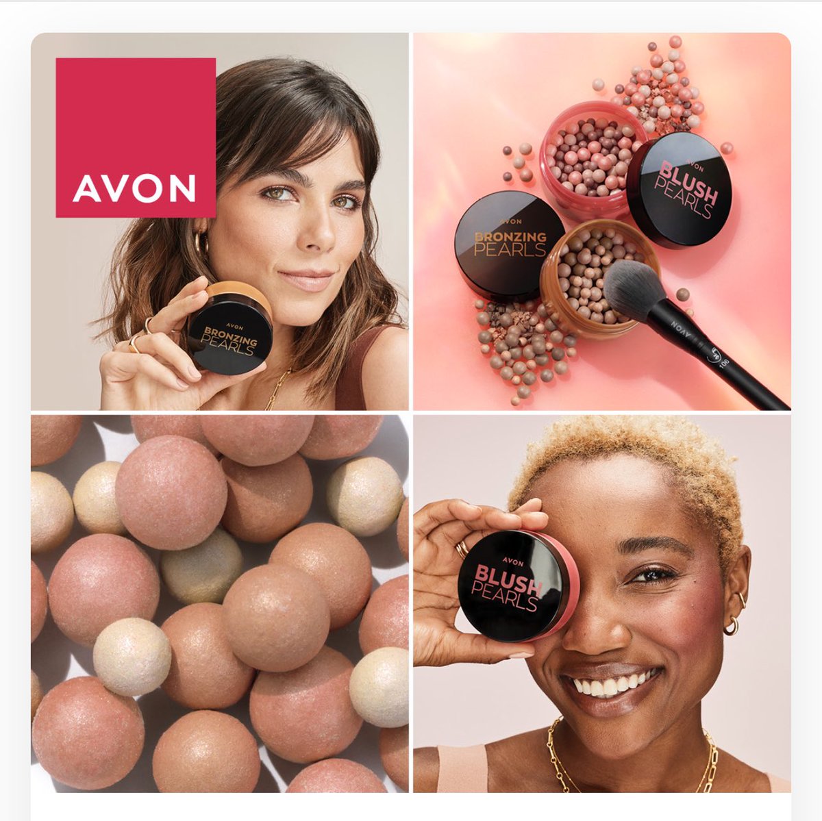 kayjay338's tweet photo. Want a dreamy summer ✨glow✨, all year round? Then treat yourself to Avon's upgraded Bronzing &amp; Blush Pearls. Both are available in 4 different shades to suit your unique skin tone 💗 Just £8 each https://t.co/63vb2i8zl5 
#bronzer #holiday #bronzingpearls https://t.co/ItpEj87vEw