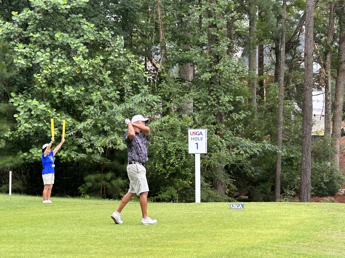 Jonathan_Bym's tweet image. And the second #USAdaptiveOpen is underway. Fayetteville’s Eli Villanueva with the first tee shot of the championship.