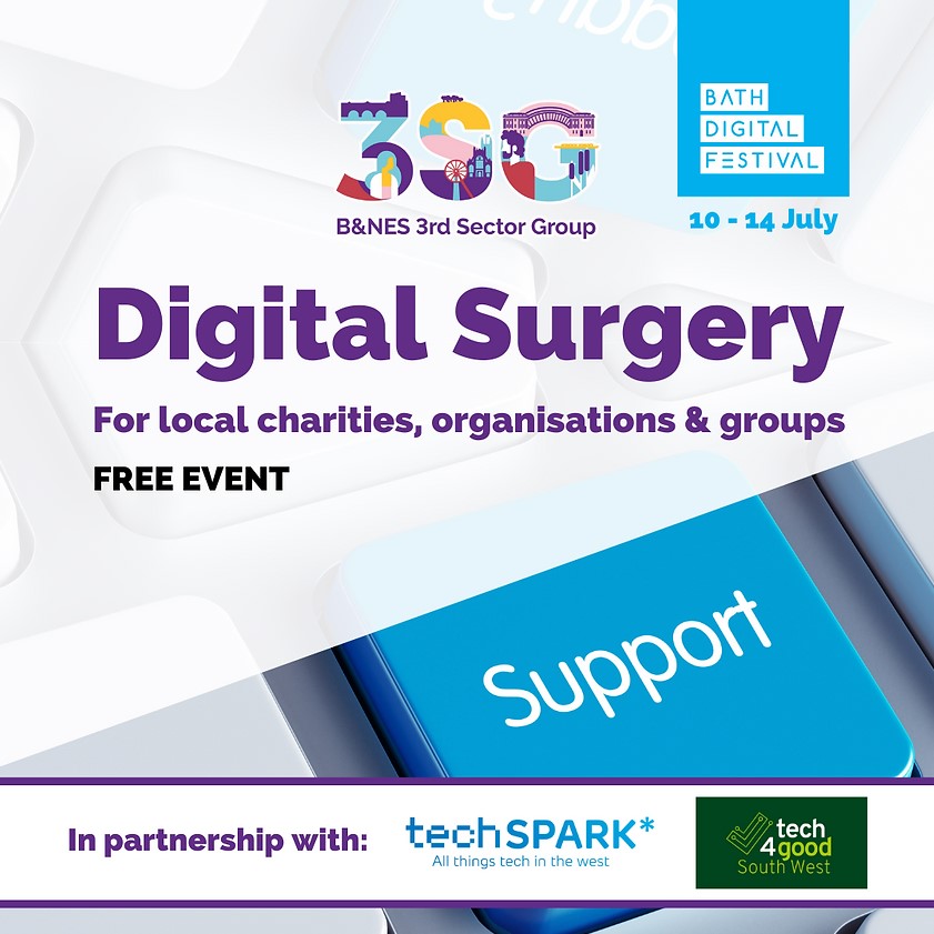 InvestinBathnes's tweet image. @banes3sg are teaming up with @tech4goodSW and @techSPARKuk as part of the @bathdigital festival. 

Bring your digital questions and they will match you with an expert who can help!

3sg.org.uk/event-details/…

 #banes3sg #tech4goodSW #techSPARKuk #bathdigitalfestival