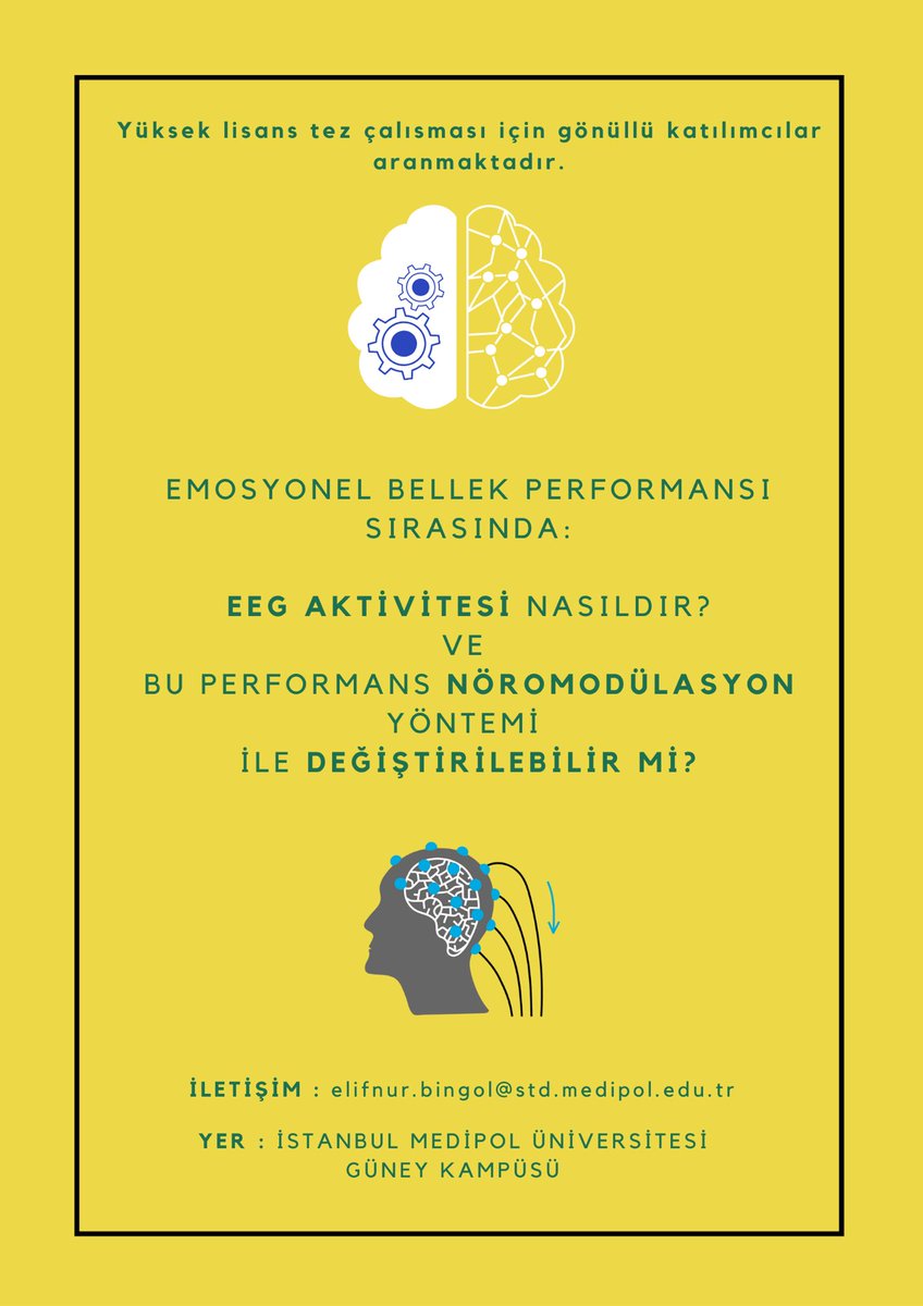 elifnbingol's tweet photo. Emosyonel Bellek performansı ile ilgili yürüttüğüm yüksek lisans tez çalışmam için gönüllü olabilecek katılımcılar aramaktayım.

Gönüllü olmak ve bilgi almak isteyenler formu doldurabilirler.

https://t.co/NdFYcvl7DH https://t.co/YIspwpoeGY