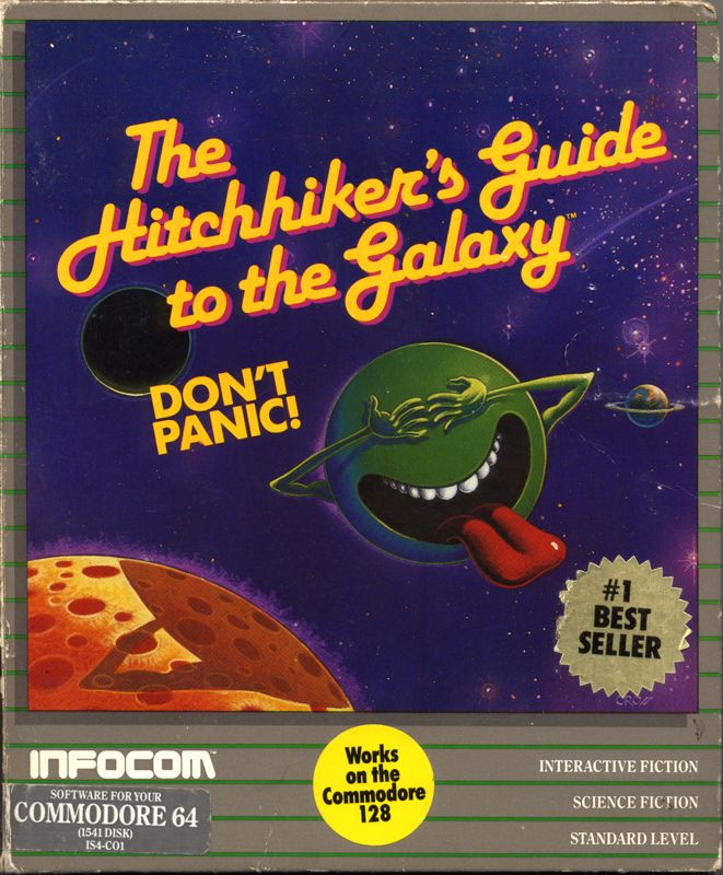 davidmt's tweet photo. C64 Greatest Hits
The Hitchhiker's Guide to the Galaxy 🪐

One of the best works of Interactive Fiction ever made, based on the novel by Douglas Adams. 

Very playable with a few brain-bending sections, such as the infamous "Babel Fish" puzzle.

#C64 #Commodore64 #RetroGames https://t.co/Mfy2Hi6HXO