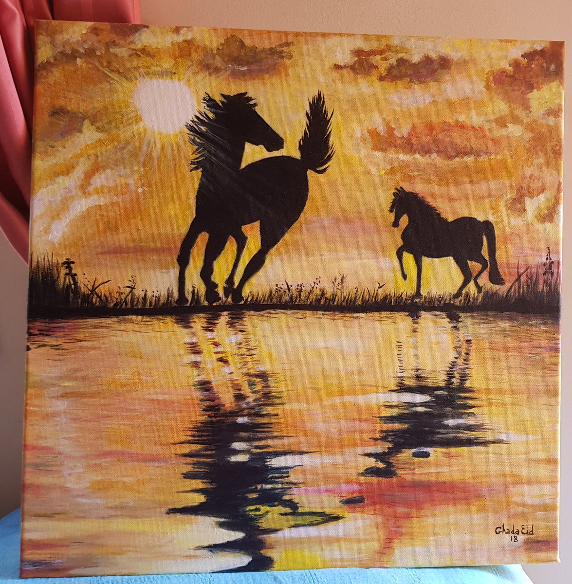 GhadaEid76's tweet image. #acrilycpainting #acrilyc #sea #sky #happiness #sunset #summer #horses #ombre #cheval #ciel #soleil #mer #nuage  #سماء #ماء #حصان #غيوم #صيف #été 👩‍🎨❤
