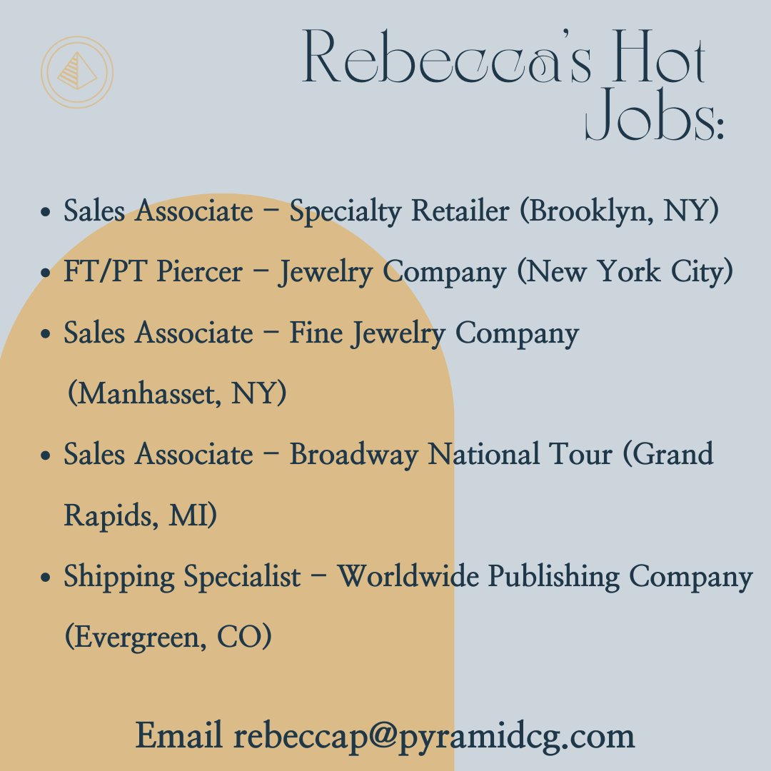 Meet Rebecca, an Associate Recruiter at PCG who uses her experience in recruiting and retail to connect top talent with our candidates. Contact her or comment below if you’re interested in working with Rebecca or any of these roles. #nycjobs #michiganjobs #coloradojobs