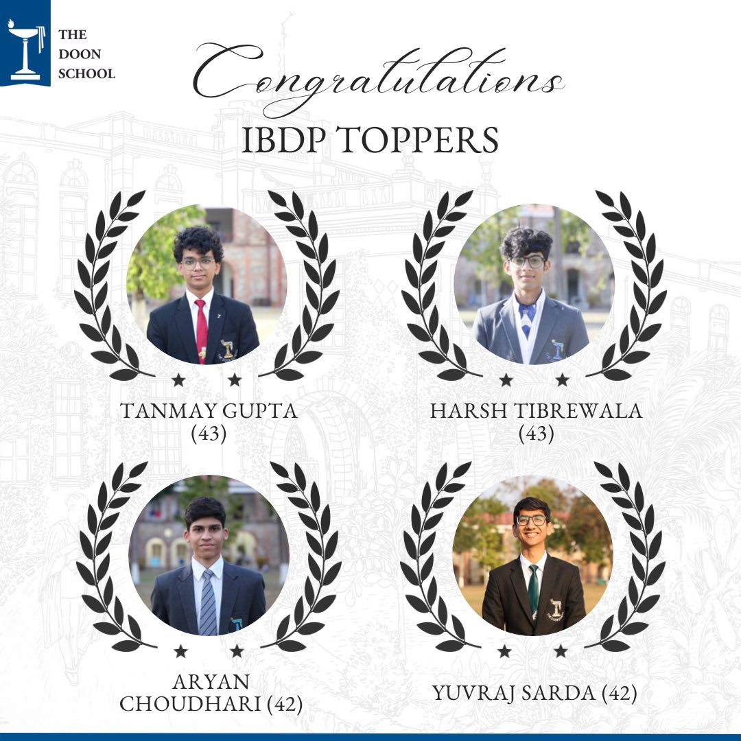 The_Doon_School's tweet image. #TheDoonSchool #IBDP May 2023 #Results are out, here is a quick rundown of the highlights:
1) Total Candidates appeared: 36
2) All 36 Candidates were awarded the Diploma
3) Approximately 39% of the candidates have secured 35 points and above!
Congratulations to all the toppers!