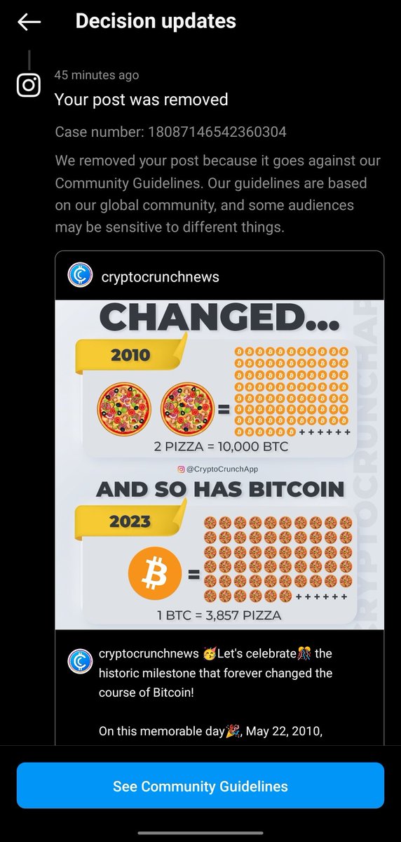 CryptoCrunchApp's tweet image. @instagram removed our #bitcoin infographic post says this post goes against their community guidelines.

What's wrong with the post? 🤷‍♂️