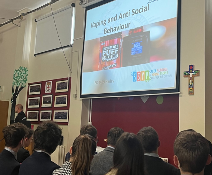PC Harley has been <a href="/AllHallowsCC/">All Hallows</a> this morning to speak to students about the effects of Anti Social Behaviour on the community and the Dangers of Vaping. Thanks to all students for being so engaged.
