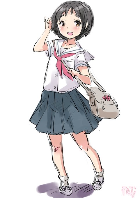 今日のらくがき
スレのお題だったみんなだいすきまるゆちゃんをイナカの中学生風で 