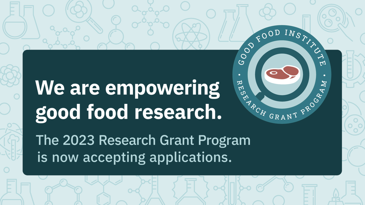 🎉 It's #RFP launch day! 🎉 <a href="/GoodFoodInst/">The Good Food Institute</a> is currently accepting applications for our 2023 RFP! This opportunity will provide funding for alternative protein research grants in four priority topic areas of up to 24 months and $250,000. Learn more: gfi.org/wp-content/upl… (1/2)