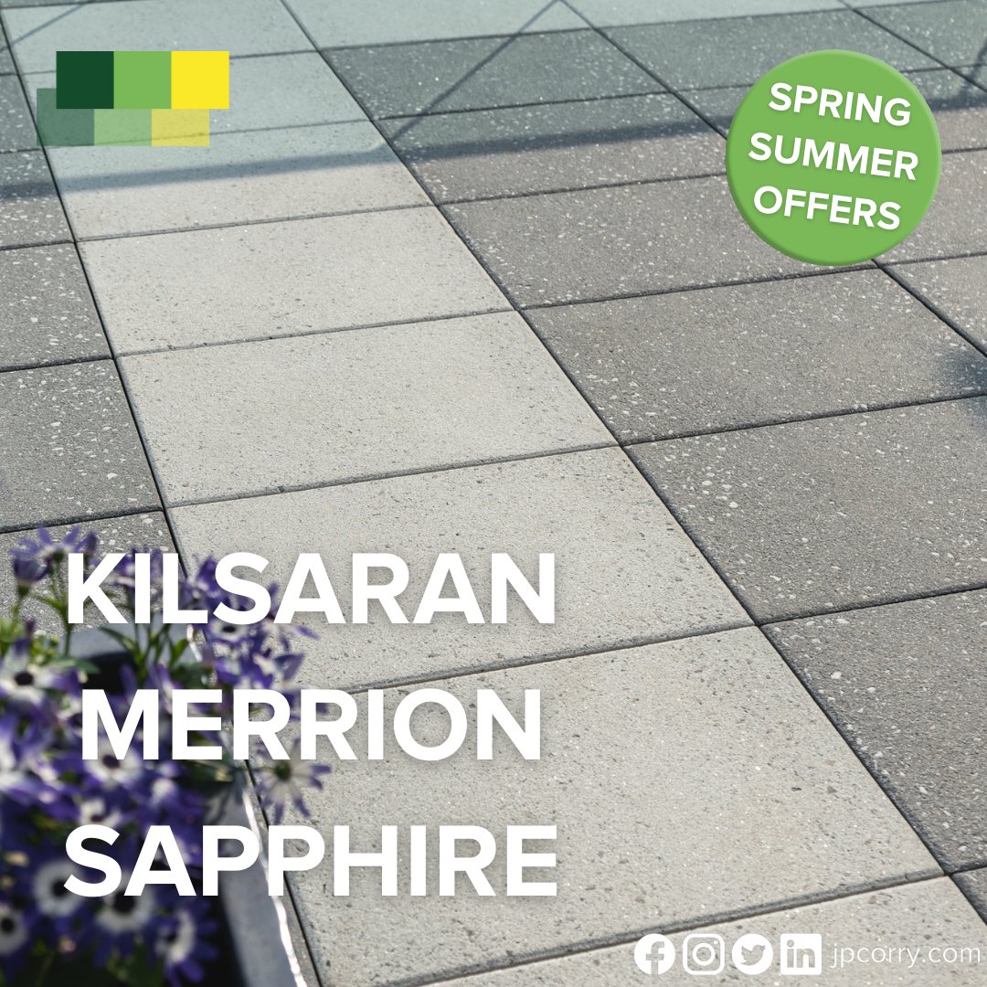 Get your hands on the NEW @Kilsaran Merrion Sapphire paving flags in our Spring Summer Offers! ✅Large visible contrasting stone chippings ✅A high-end finish similar to natural stone, granite or terrazzo ✅Ideal for gardens & patio areas Find out more bit.ly/43lZgti