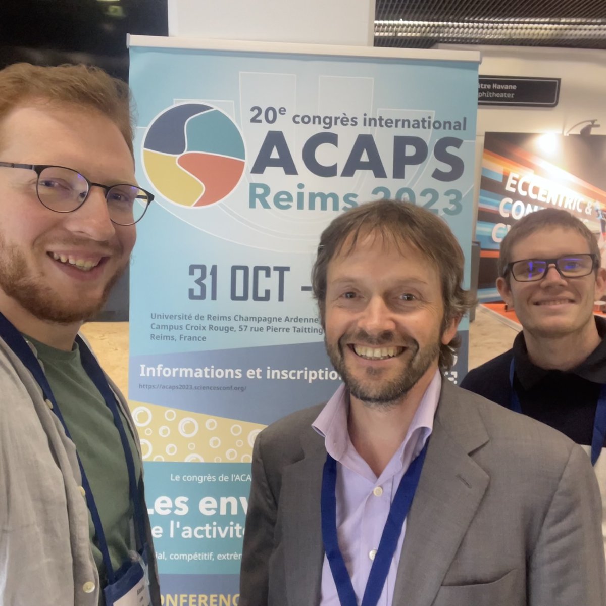 ACAPS et ECSS L'équipe d'organisation de l'ACAPS Reims 2023 était présente à l'ECSS 2023 à Paris pour promouvoir le congrès ! Hâte de vous rencontrer en vrai ! @e_c_s_s @universitereims @LaboratoirePsms #ecss2023 @ACAPS_asso