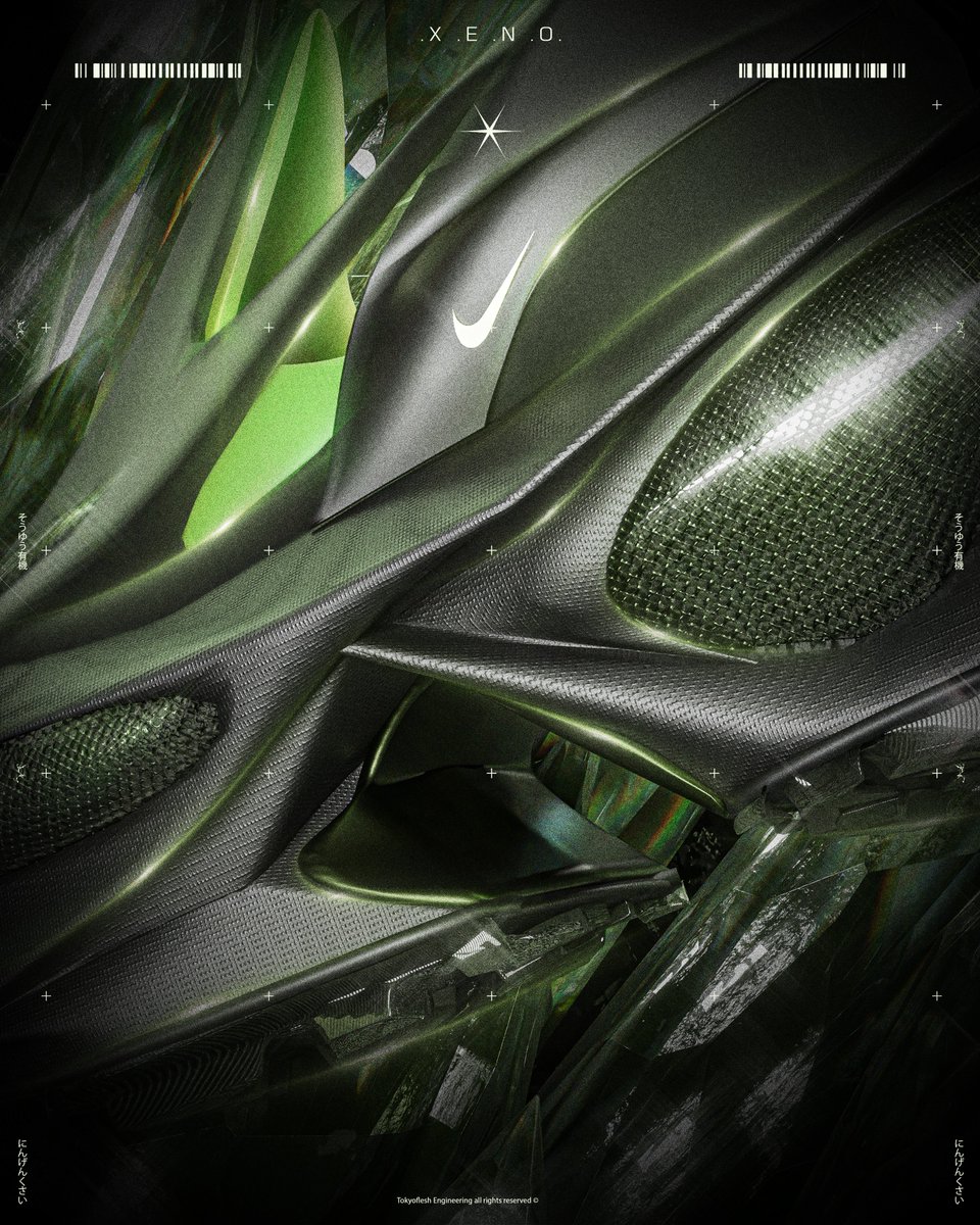 Tokyoflesh Nike air .X.E.N.O. concept
<a href="/Photoshop/">Adobe Photoshop</a> + <a href="/Blender/">Blender 🔶</a>