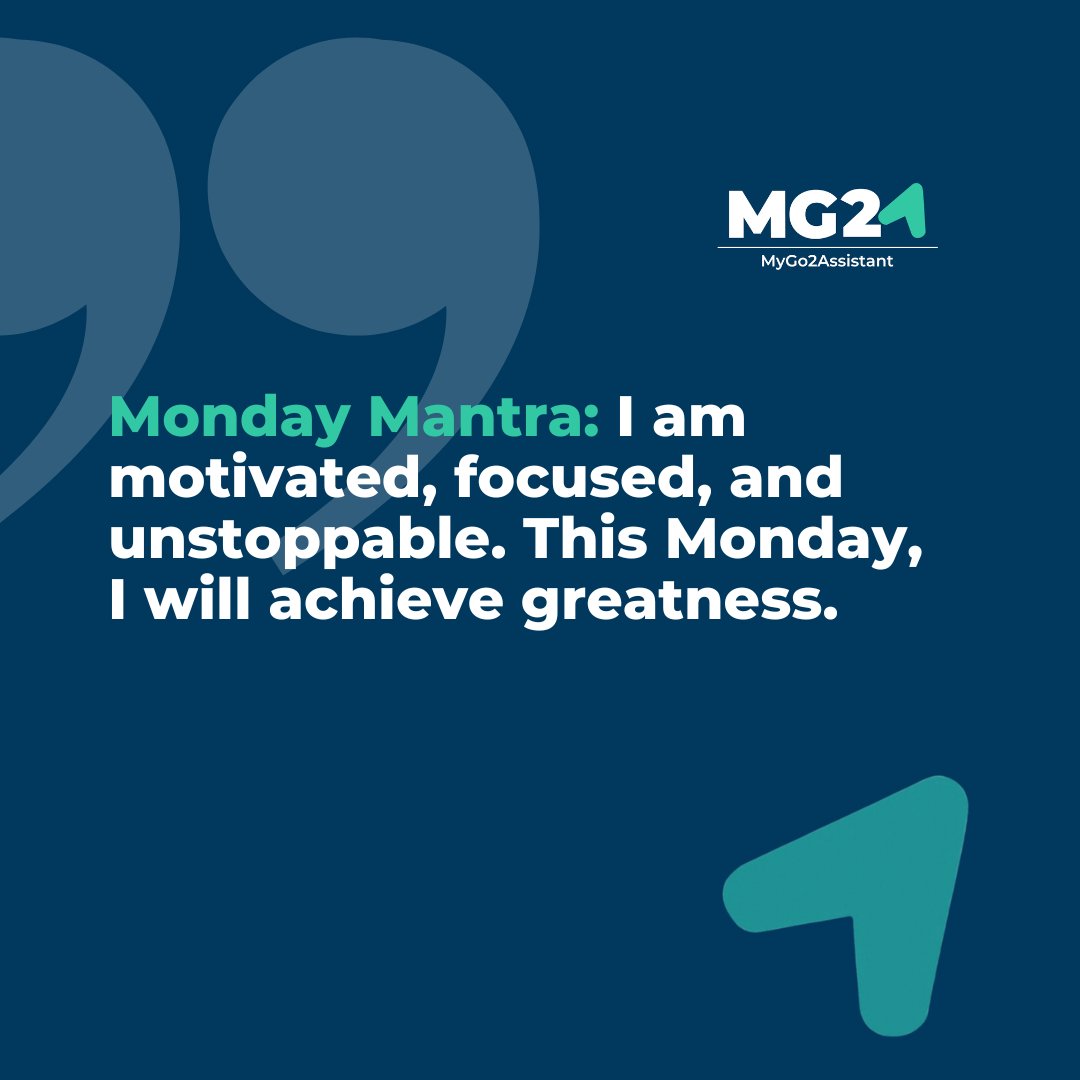 mygo2assistant's tweet photo. Monday Mantra  ✨
#mygo2assistant #mg2a #wegetthingsdone #monday #mondaymotivation #mondaymood #mondaythought #mindset #mindfulnessquotes #inspirationalquotes #inspirationalthoughts #motivation #inspiration #success #business #entrepreneur #smallbusiness #startup https://t.co/Q1TKMC66em