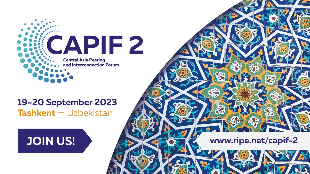 ripencc's tweet photo. The call for sponsors is open for #CAPIF2, the second edition of our Central Asia Peering and Interconnection Forum, taking place from 19-20 September in Tashkent, Uzbekistan. See the benefits of hosting at:
https://t.co/KU88TGU7hL https://t.co/9Yb8naIjOu
