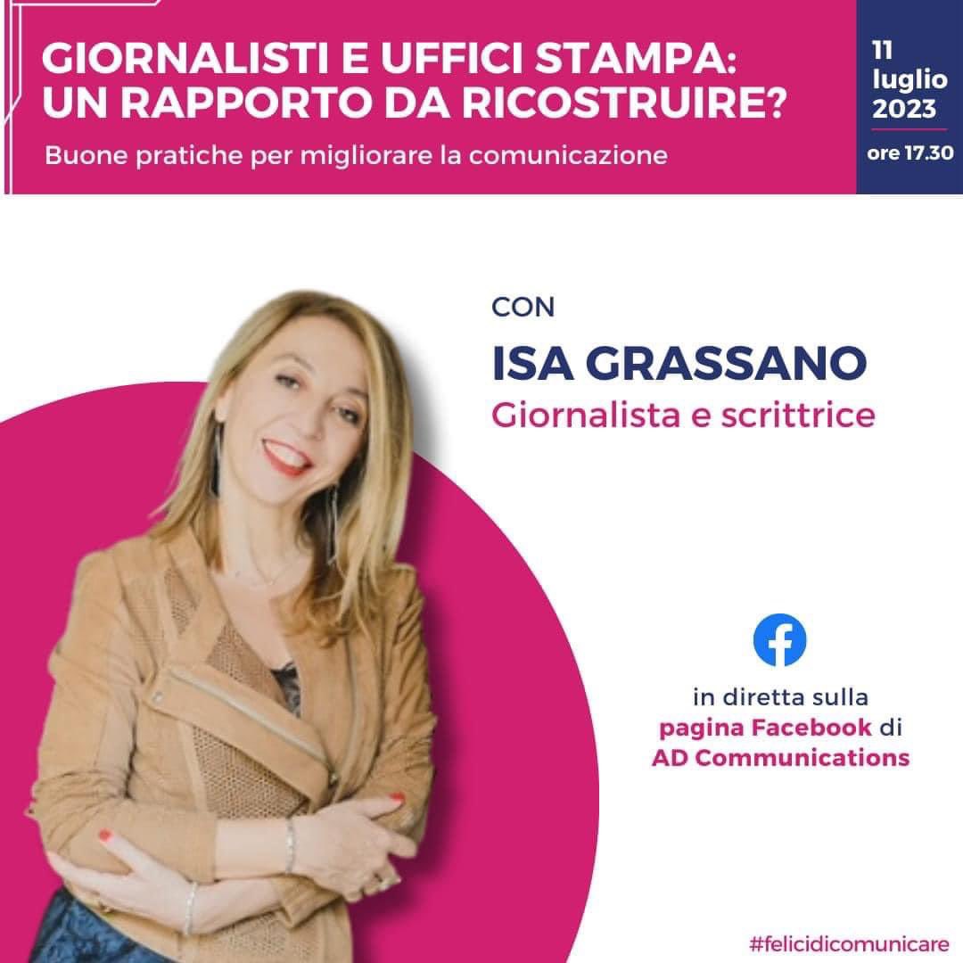 IsaGrassano's tweet photo. Giornalisti e uffici stampa: un rapporto da ricostruire?
Ne parliamo domani, martedì 11 luglio, in un webinar di AD Communications sulla loro pagina facebook
💬 Vi aspettiamo
#giornalisti #ufficiostampa #webinar #incontri #comunicazione #beconstructive #constructivenetwork https://t.co/Yt8xaPmlni