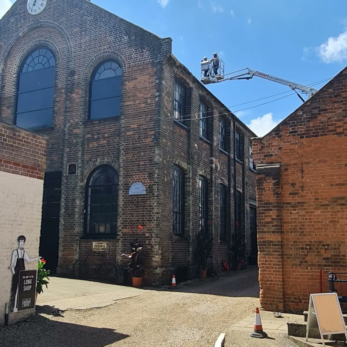 RHP architects getting up close to check the roof repair works needed.
#longshopmuseum #artscouncilengland