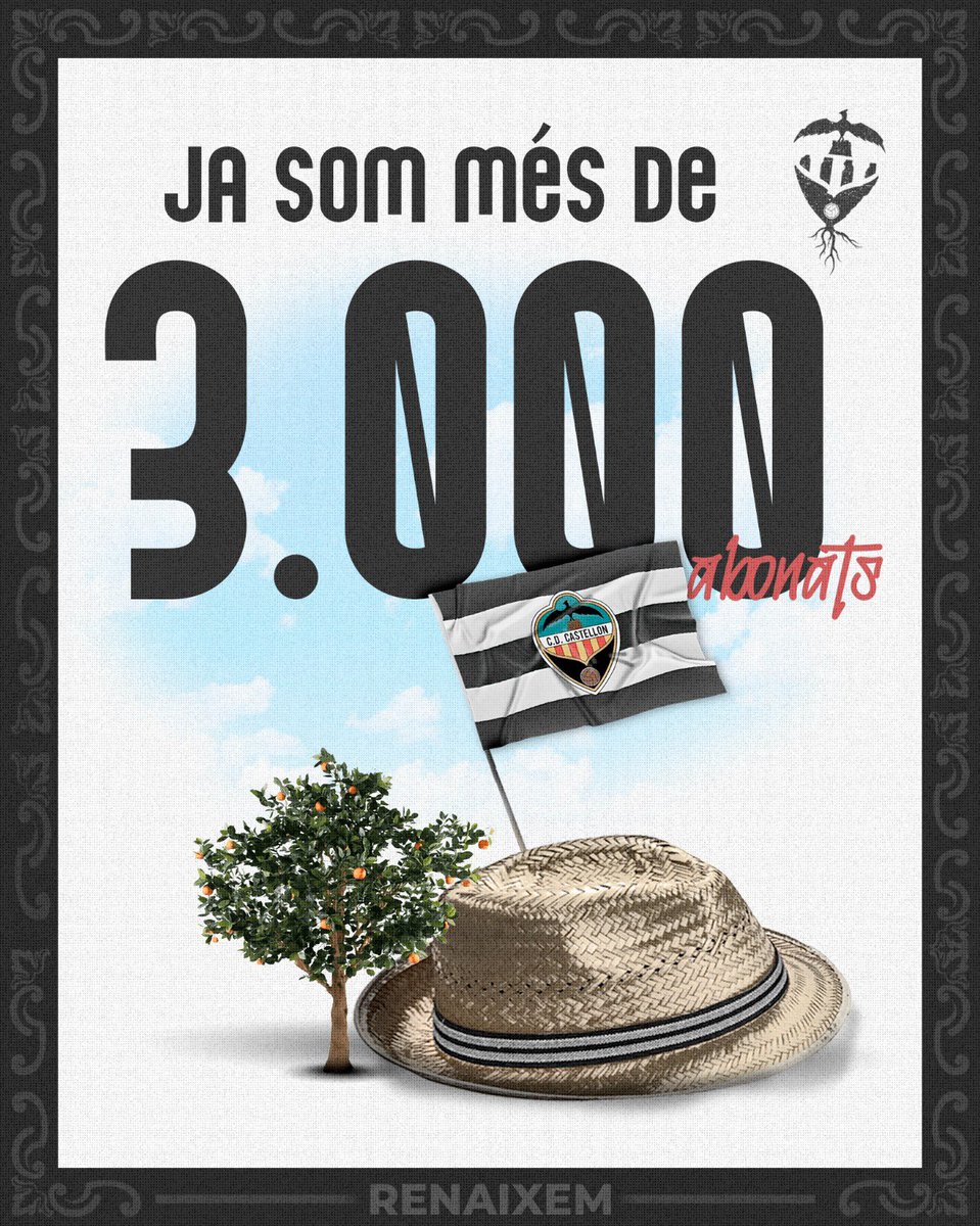 noticies_d's tweet photo. CD CASTELLÓN// El CD Castellón ja compta amb més de 3000 abonats per a la temporada 2023/2024
https://t.co/jN78p7ebIb
@cdcastellon #abonats #futbol #esports #noticies https://t.co/pws9FQhLZk