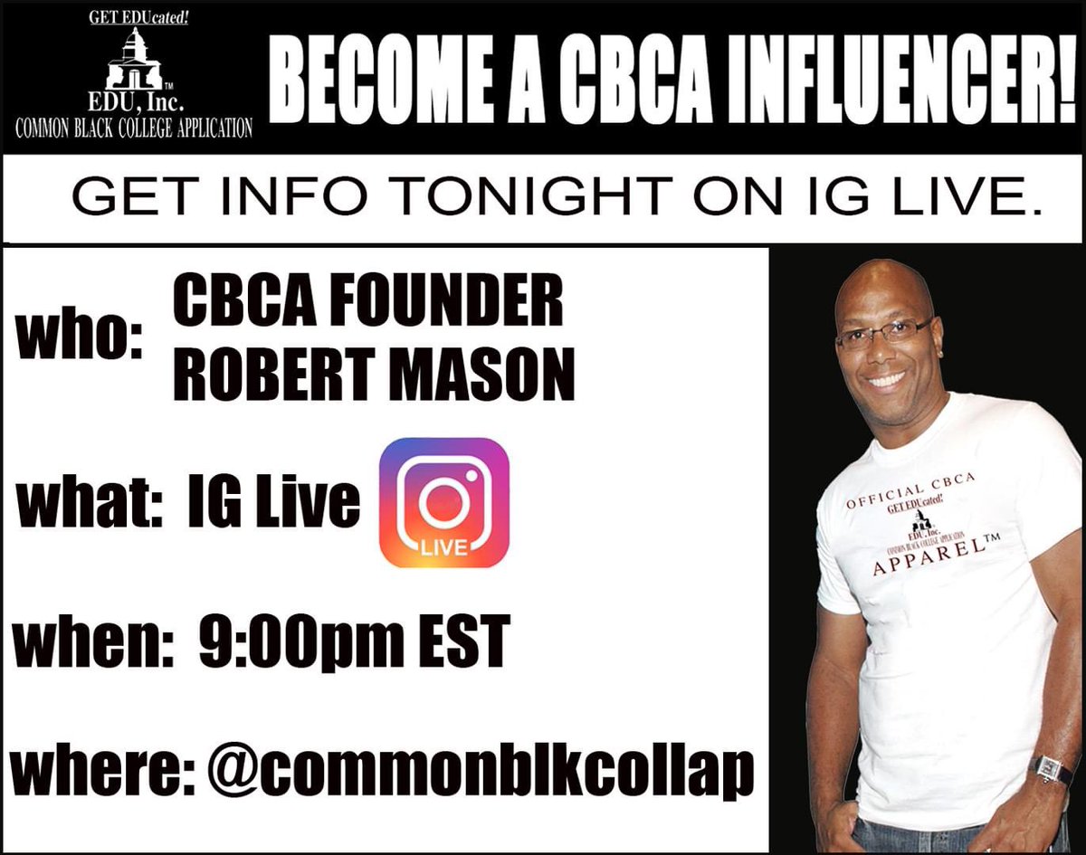 You want to become a CBCA Teen or Global Influencer? Join me tonight on IG LIVE to talk about how you can make money, win tickets to concerts, NFL / NBA games and attend special events only for CBCA Influencers. All while helping us CHANGE THE WORLD! #cbca