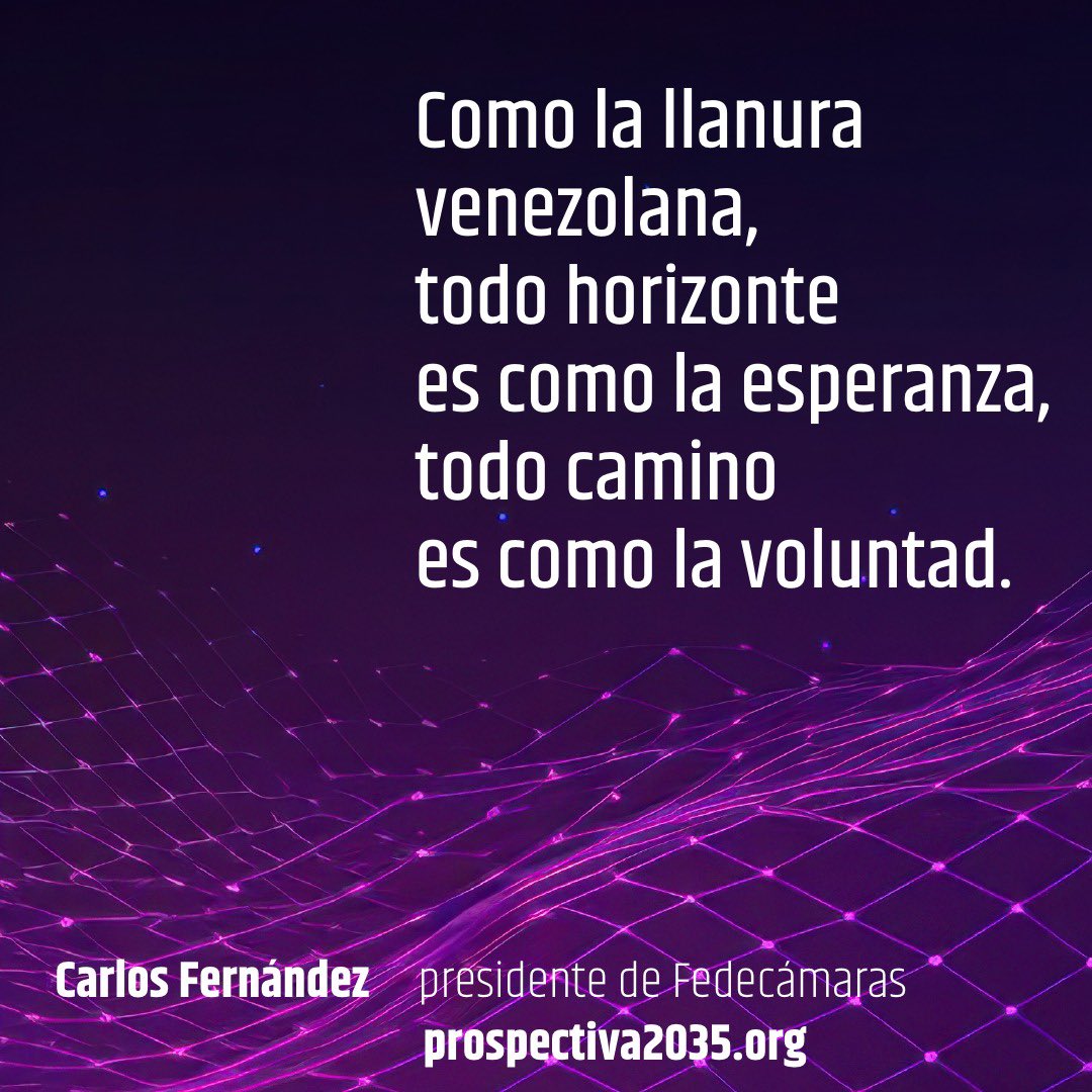Frases claves asociadas a Camino al Futuro.
 
Carlos Fernández, presidente de #Fedecámaras
prospectiva2035.org
 
#modelodedesarrollo
#caminoalfuturo

Visita Prospectiva2035.org