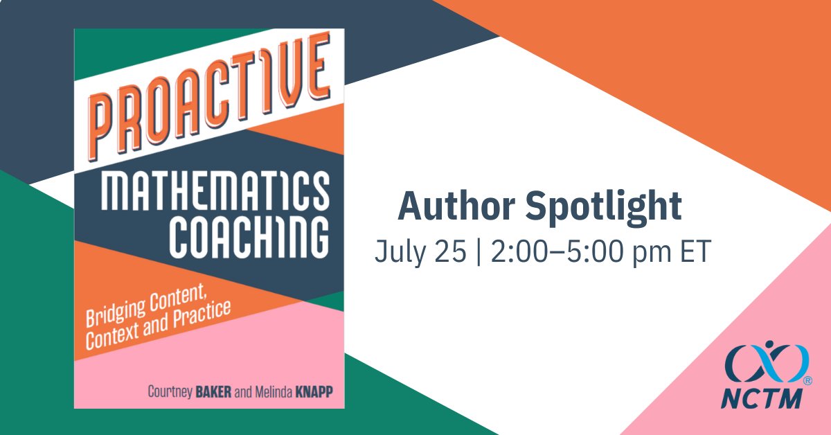 Only a few spots are left for the online workshop based on the new book, Proactive Mathematics Coaching: Bridging Content, Context, and Practice. 

All registered attendees will receive a copy of the book. 

Don't wait! Register today: nctm.link/DVlNs