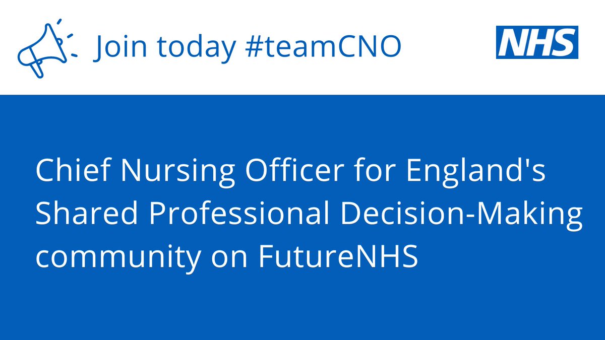 Are you interested in Shared Professional Decision-Making? This new community space offers health and care colleagues the opportunity to connect with others, share resources and best practice, ideas and learning. Register here: future.nhs.uk/connect.ti/CNO… #teamCNO #teamCmidO