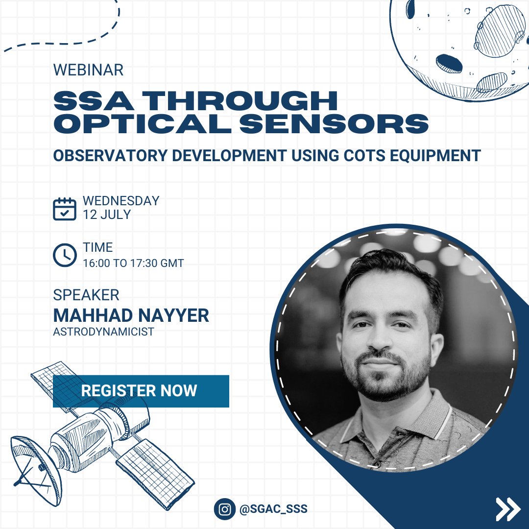 🚨 Reminder - An exciting FREE webinar Coming your way!

SGAC's SSS PG brings you an enlightening series of webinars on space safety and sustainability. 
🗓️ July 12, 2023
⏲️ 16:00 - 17:30 GMT

Register - eventbrite.co.uk/e/ssa-through-…

#space #event