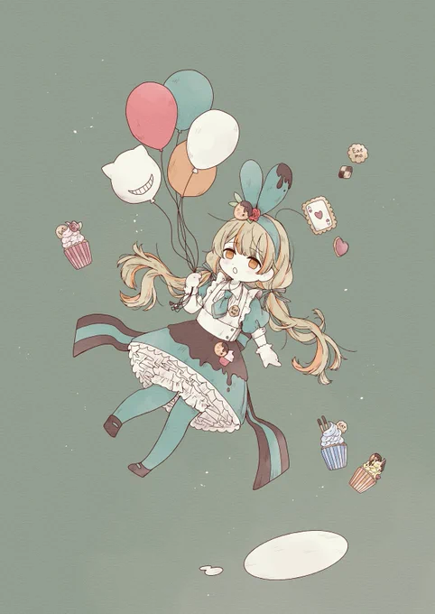 創作アリス  『甘く浮かんでいく』  #創作 #illustration