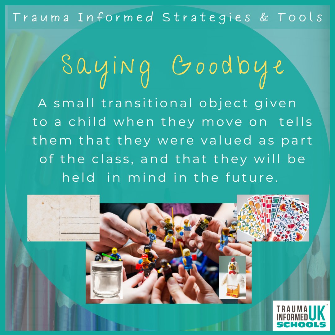 TISUK_'s tweet photo. As the school year ends, many teachers will be saying goodbye to their classes. A small transitional object that says goodbye tells children they were valued as part of the class and will be thought of in the future and can stay with them for a long time.
#TraumaInformedPractice https://t.co/7FZlyXhadf