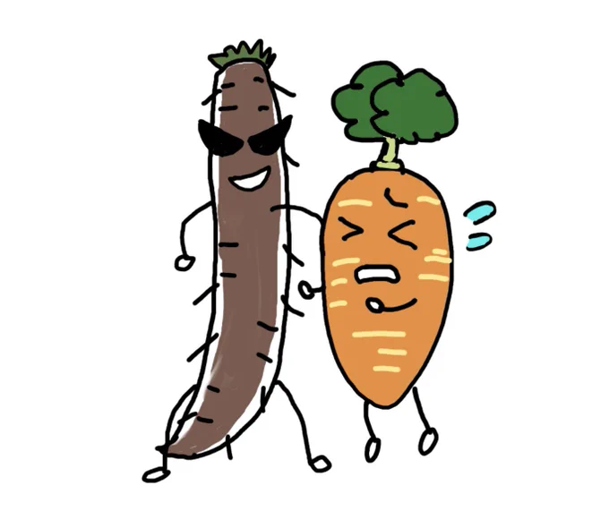 甥っ子に描いたチンピラごぼうです 