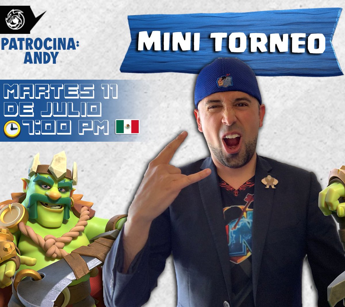 😱¡Excelente inicio de semana!🔥

Mini Torneo Th15🏆
⏰Este martes, 7pm México 
💰$50 Dólares 

Gracias a nuestro patrocinador Andy, por activar este Mini Torneo🤗

Nota: para participar solo tienes que entrar al clan que mostraré al inicio del directo.
Fuegooo🤟🏼🔥