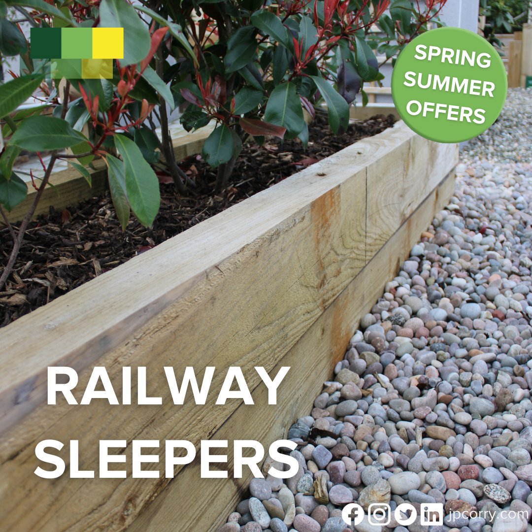 Take advantage of our Spring Summer Offers on railway sleepers to create your very own raised beds, steps and more! 🤓 📍Branch finder - bit.ly/40uR8oq 📲Website - bit.ly/3rfZpRb #JPCorry #summer #offers #buildersmerchant #gardenideas #diy #northernireland