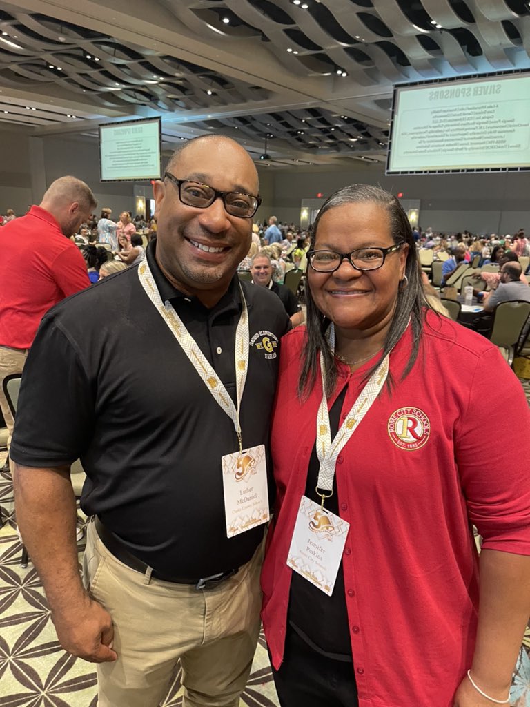 LuMcDaniel's tweet photo. These two products of Rome City Schools are educational leaders in the state of Georgia. 2023 GAEL Summer Conferenc. @RomeCitySchools @ClarkeCoSchools @gaelassoc https://t.co/BWHlSTfzzb