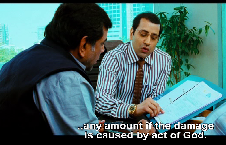 themahavir's tweet photo. "Act of God" is covered under most insurance policies. 

Yes. Unlike what is shown in the movies (OMG etc.) - a long list of acts of god are covered under Insurance. 

Thread (and the movie scene) 👇

(Please Retweet for awareness) https://t.co/qNwapsQ1rl