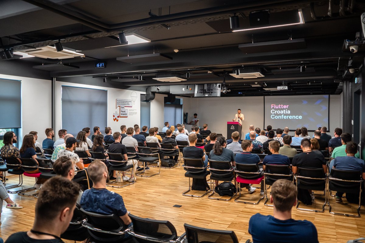FlutterCroatia's tweet photo. Photos from #Flutter Croatia #Conference are here! 🎉
Thanks again to everyone joining us and we'll see you at the next one 😎

If you missed the event or want to re-experience the talks, check the raw stream here: https://t.co/NDR6vCphPk
(separate talk videos coming soon...) https://t.co/ttessYnjuQ