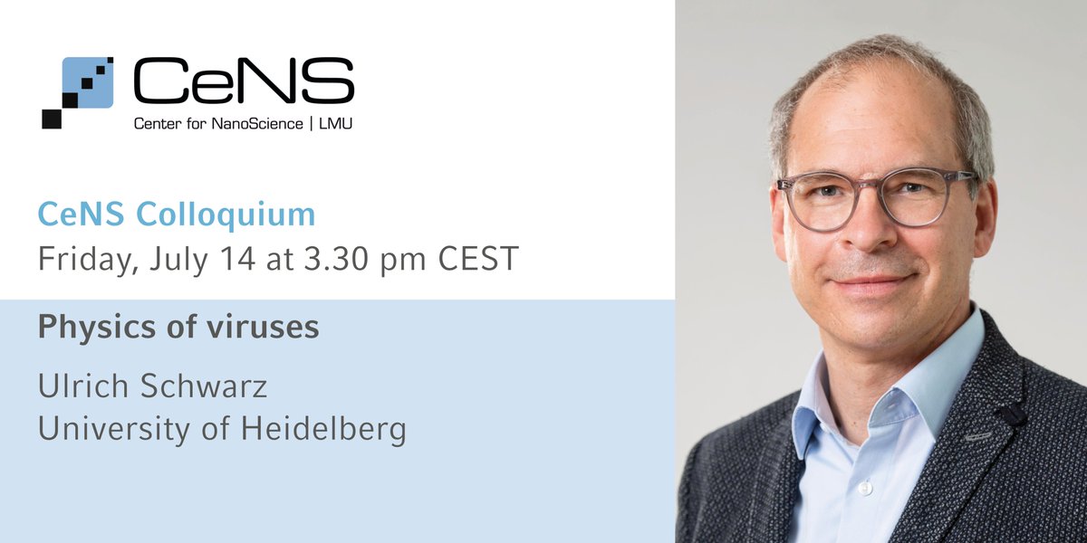 This week at CeNS - <a href="/SchwarzUlrich/">Ulrich Schwarz (also @ulrichschwarz.bsky.social)</a> on the Physics of viruses!
🗓️July 14, 5.00 pm CEST. 
➡️cens.de/calendar/summe…