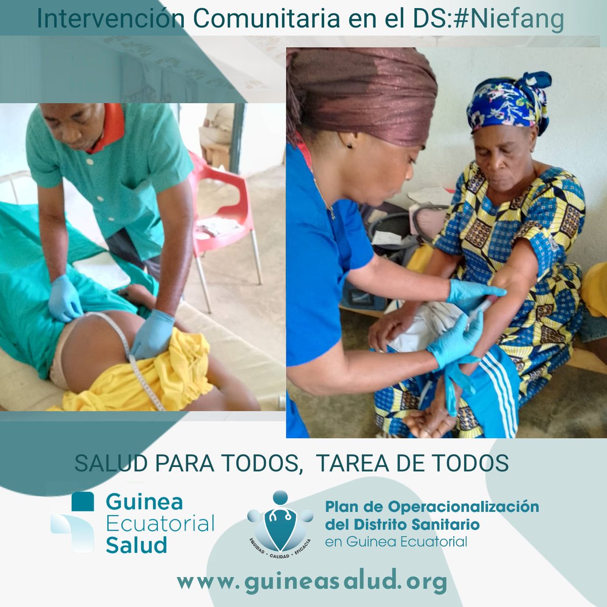 GuineaSalud's tweet image. 👩‍⚕️Intervención Comunitaria en el DS de #Niefang en la CV de "Ayene". Se realizaron 15 #ConsultasMédicas, 4 #ControlPrenatal, 4 seguimientos a pacientes crónicos y 54 #Vacunaciones de Rutina. Se concluyó con una charla sobre #VIH y #TB con 79 participantes.