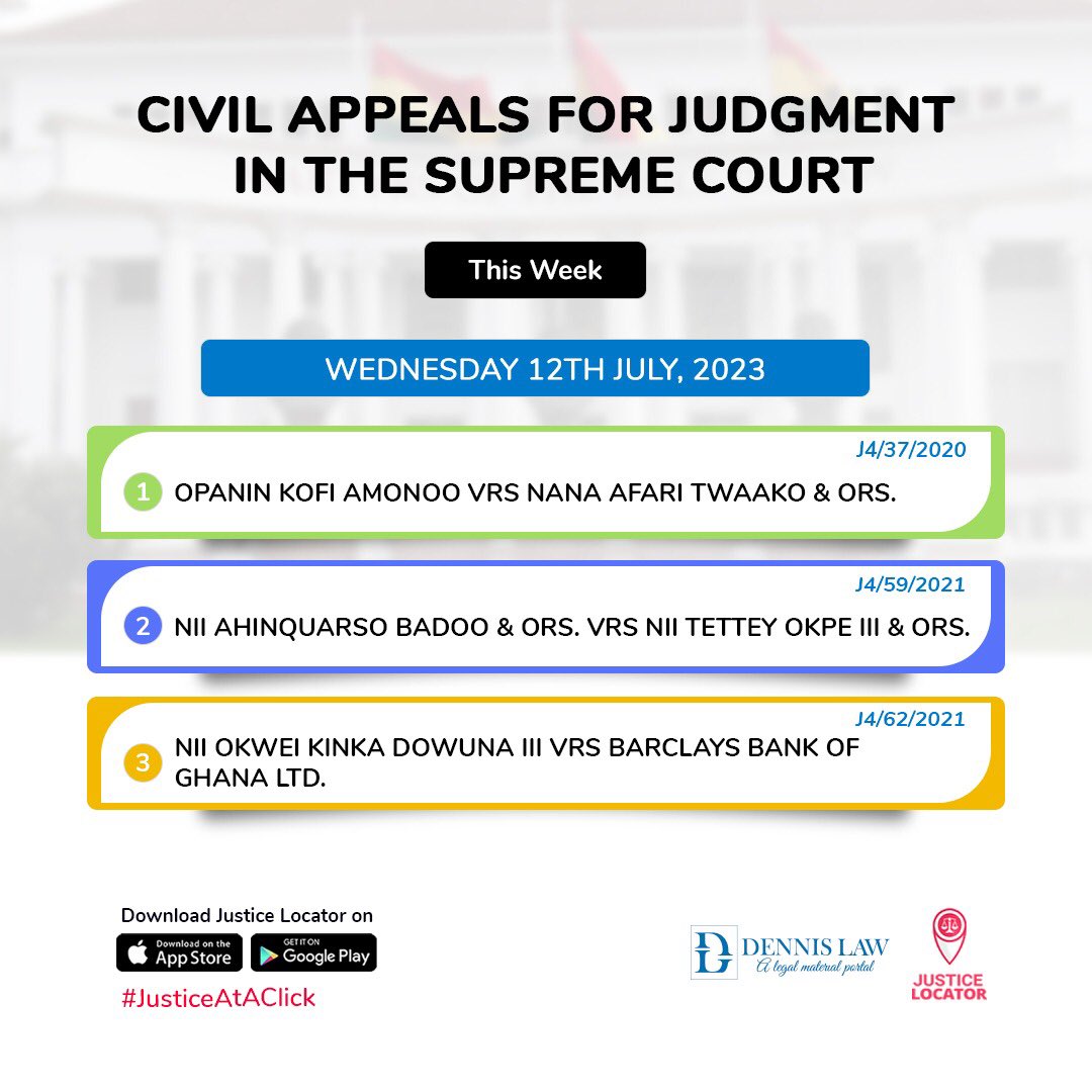 JusticeLocator's tweet image. Take notice of the Supreme Court cause list for this week #Justiceataclick
