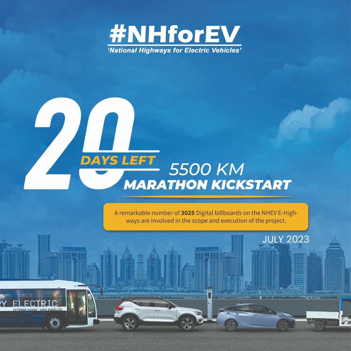 NHforEV's tweet photo. The Final Countdown towards the Marathon Begins!
Just 20 days to go for the NHEV 5500 km Marathon Kickstart full of Deliberations, Discussions & Documentation.
More info:ย https://t.co/VnuU7R3Jqu
#nhev #5500kmEhighway #circulareconomy #highways #highway #ehighways #nhforev https://t.co/NhDsBmebJq