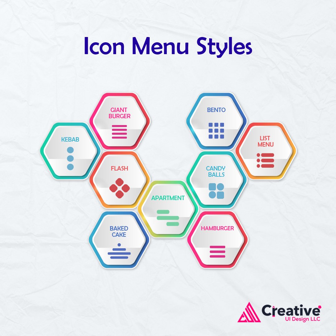 Icon Menu Styles

Kebab
Giant Burger
Flash
Backed Cake
Apartment
Bento
List Menu
Candy Balls
Hamburger

#creativeuidesign #menustyles #design #designidea #webdesign #webdevelopment