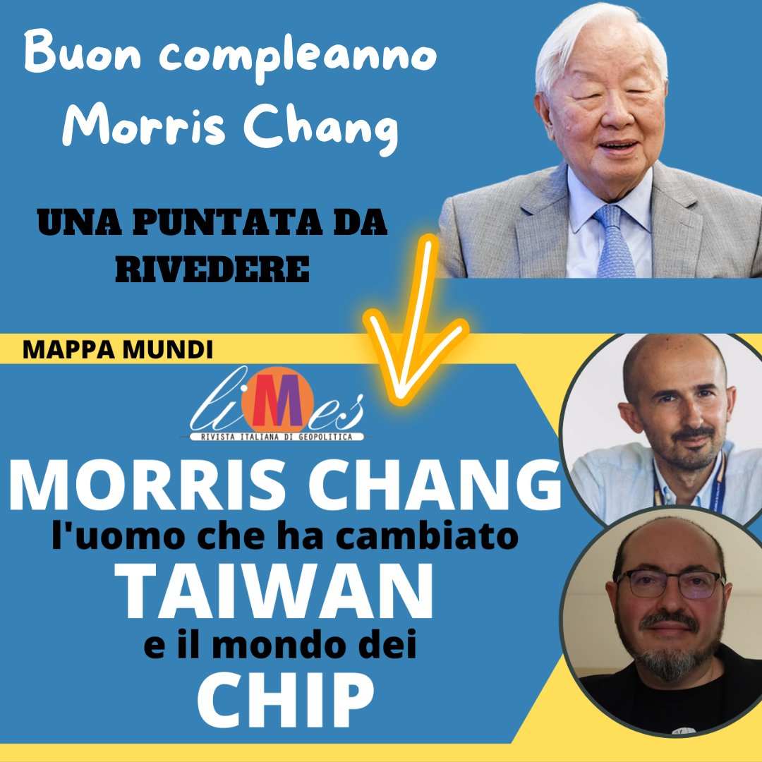 aldesiderio's tweet photo. Nel giorno del compleanno di #MorrisChang , una puntata di Mappa Mundi con @alearesu da rivedere sul canale di @limesonline #chip #taiwan #guerradeichip
https://t.co/cK6OtLqZDI https://t.co/7kNLfGzvlm