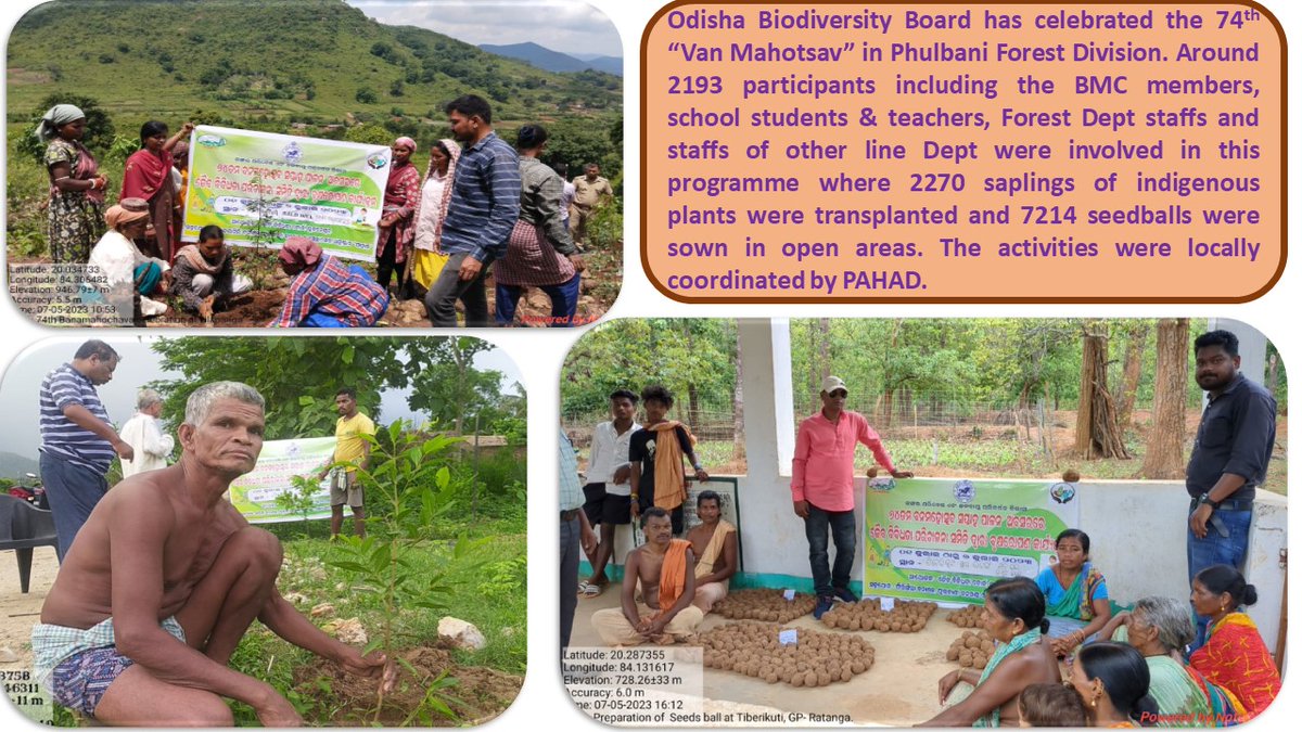Obb_odisha's tweet photo. Odisha Biodiversity Board has celebrated Van Mahotsav in Phulbani forest division with active participation of BMC members, school students and teachers, forest department and other line department staffs, co-ordinated by #PAHAD . @pccfodisha @PCCFWL_Odisha @NationalBiodiv https://t.co/9xu92QBTsl