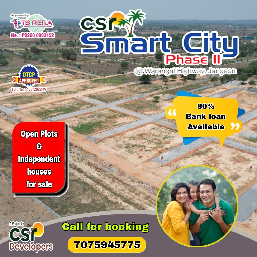 mrndevelopers's tweet image. చూడండి మా జనగాం Site ని తరువాత వదలమన్నా వదలరు మమ్మల్ని.........80% బ్యాంక్ loan సదుపాయం తో Open Plots మరియు 90% బ్యాంక్ loan సదుపాయం తో Independent ఇల్లులు కలవు..........DTCP &amp;amp; TS-RERA Approved Gated Community...........

Call for booking : 7075945775

#csrdevelopers #mrn
